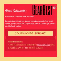 GearBest - купон -10% в честь Китайского лунного Нового Года!